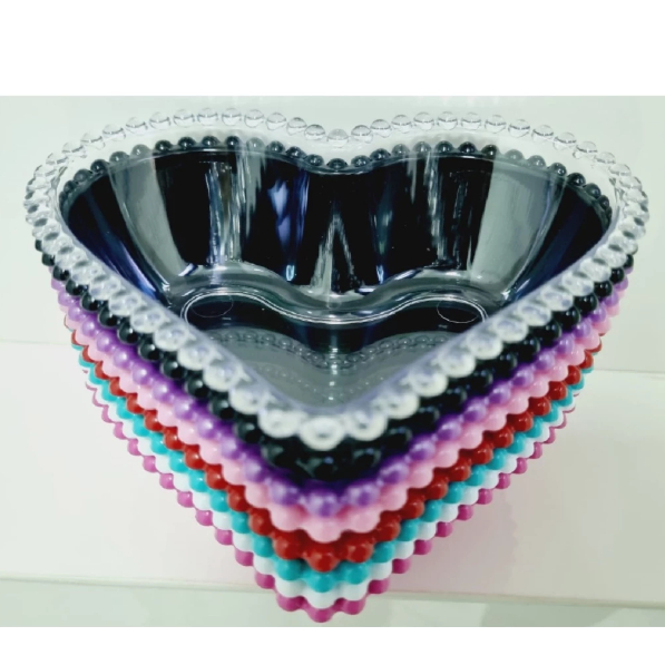 Kit 3 Bowl Cumbuca Petisqueira de Acrílico festas café sobremesa em formato de coração- 300ml