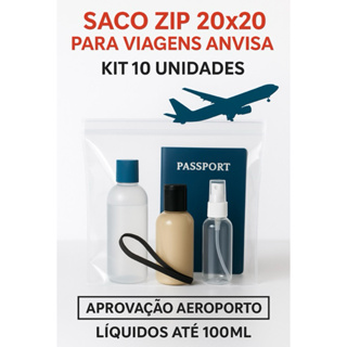Saco Zip 20x20cm C/10 uni (uso em avião, padrão ANVISA/Aeroporto). em Oferta na Shopee
