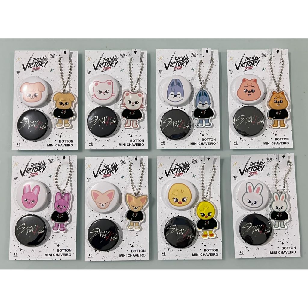 Chaveiro + Bottons Stray Kids / Skzoo