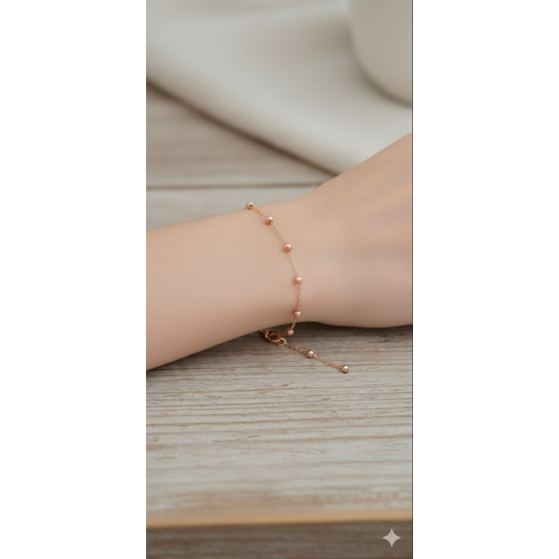 Pulseira elo bola bolinha banhado ouro rose