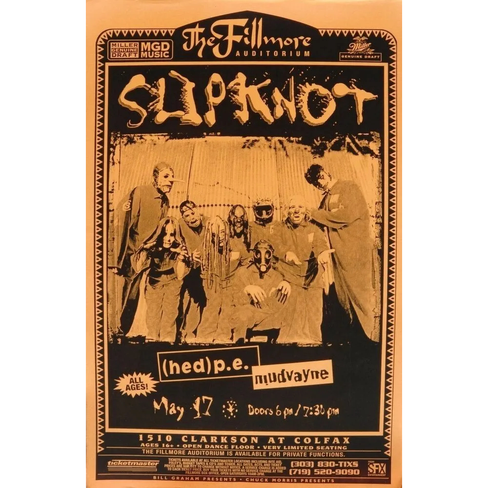 Poster Retrô 30x45cm Slipknot 2000 Concert - Plastificado