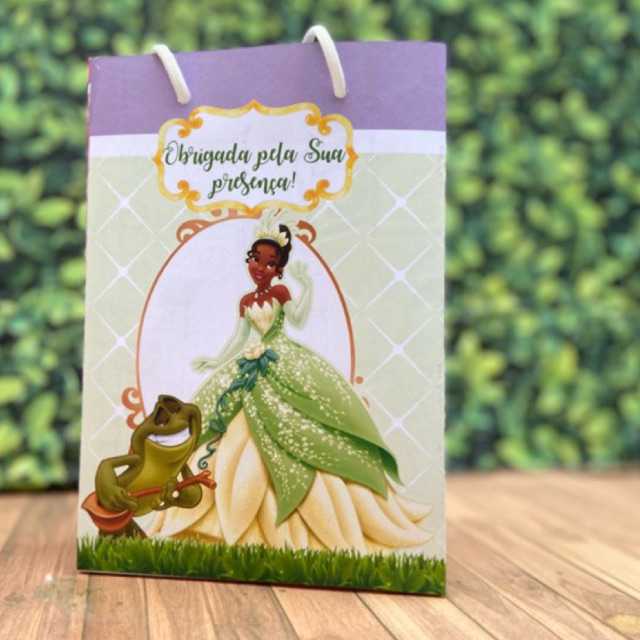 Kit Sacolinha Surpresa Personalizada Princesa Tiana | Princesa e o Sapo | Lembrancinha Festa Infantil | Pegue e Monte