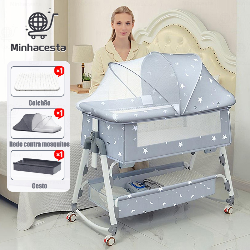 Berço Balanço Portátil Bebê Mosqueteiro De E Cesto Com Balanço Co-bed Regulável Até 3 Anos P18