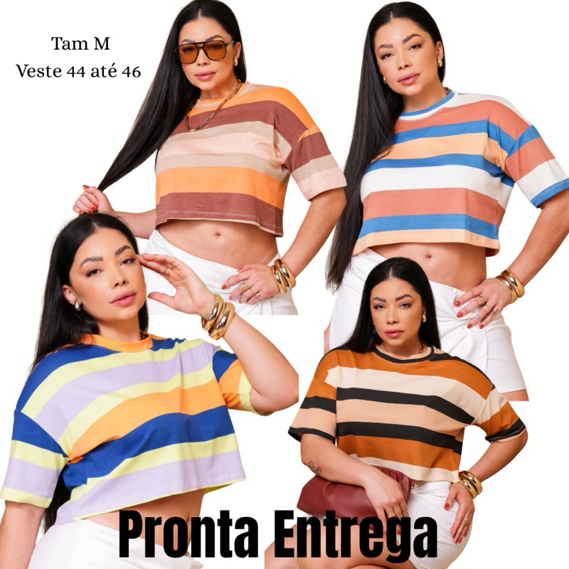 Cropped Colorido Listrado: Onde Comprar | BuscaProdutos