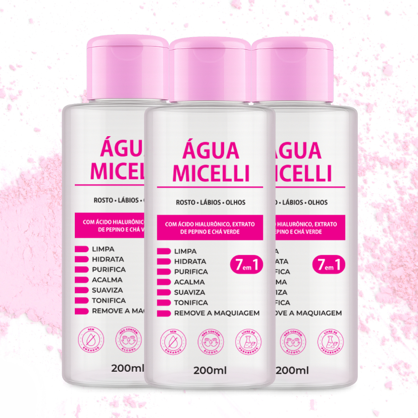 Kit 3x Água micelar com ácido hialurônico 200ml