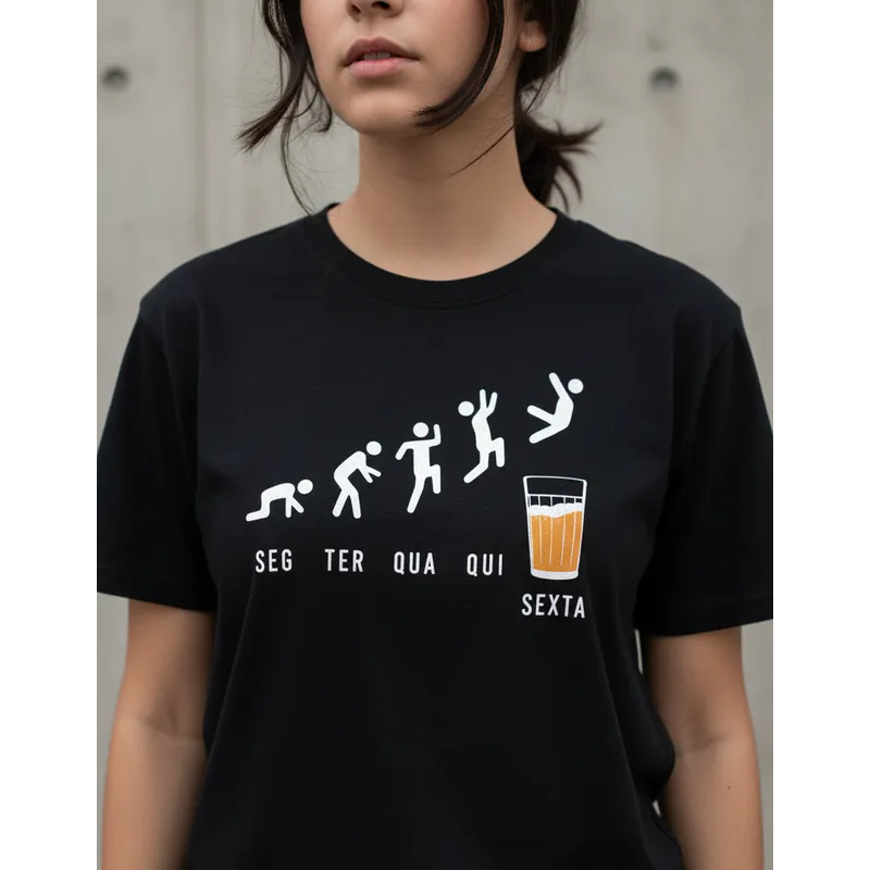 Camiseta Sextou Frases Bebida Happy Hour Feminina Festas Camisa ou Baby Look