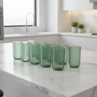 Kit 12 Copos Cameratta com Borda Dourada – 450ml em Oferta na Shopee