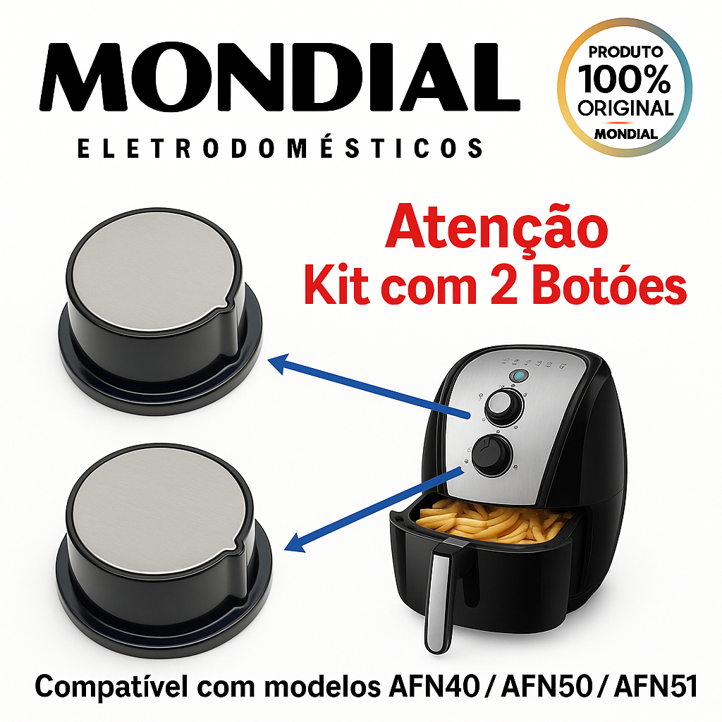 Kit 2 botões Fritadeira Mondial para AirFryer AFN-40 / AFN-50 / AFN-51 —  Timer e Temperatura em Oferta na Shopee