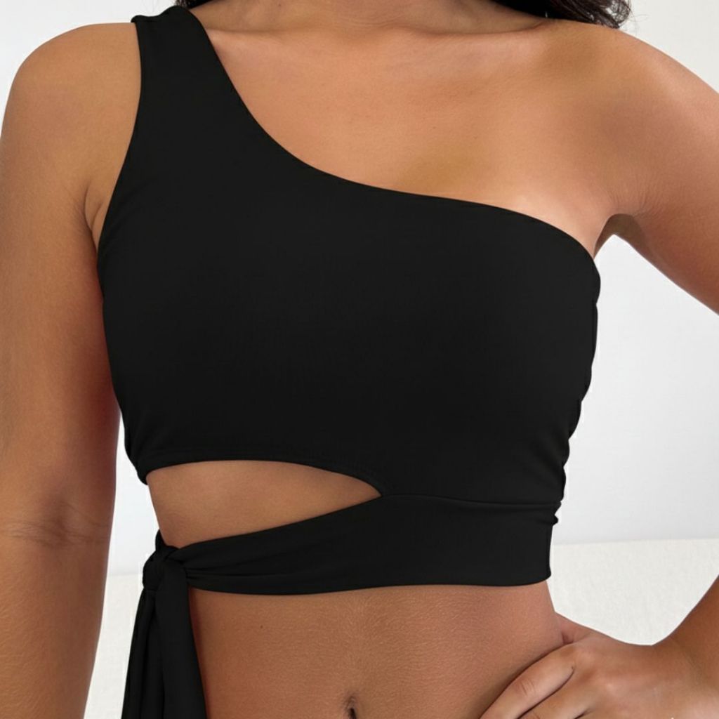 Cropped Feminino Mula Manca Ombro Só Com Amarração Lateral