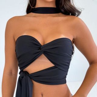 Cropped Tomara Que Caia Frente Única Com Amarração em Oferta na Shopee