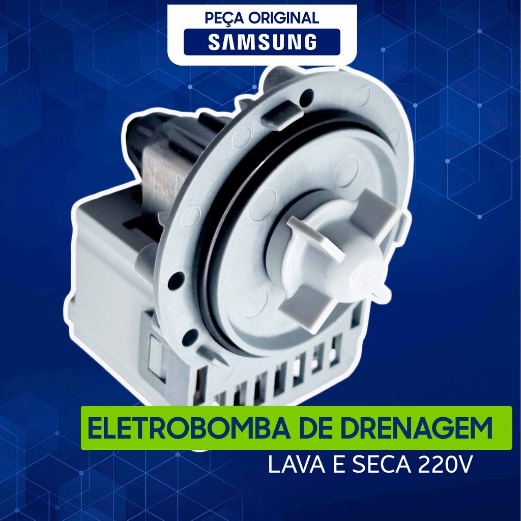Eletrobomba de Drenagem 220v para Lava e Seca Samsung DC31-00030B Original