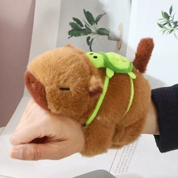 Capivara Com Tartaruga Pulseira De Agarrar Pelúcia Bonecas Puxa Corda Brinquedos Interativo  18CM