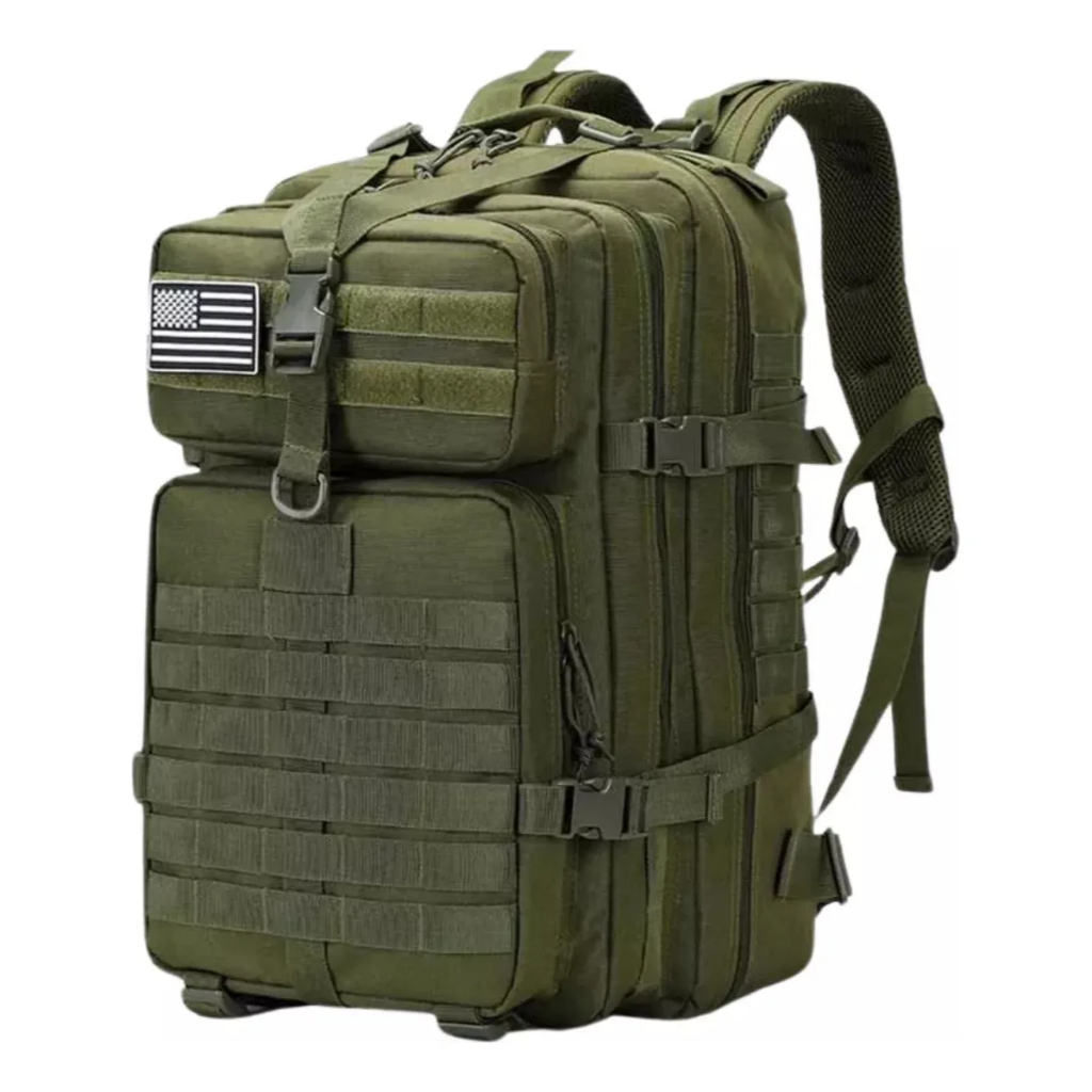 Mochila Militar Tática Impermeável 50 Litros Grande Reforçada com Bandeira do Brasil camping PREMIUM