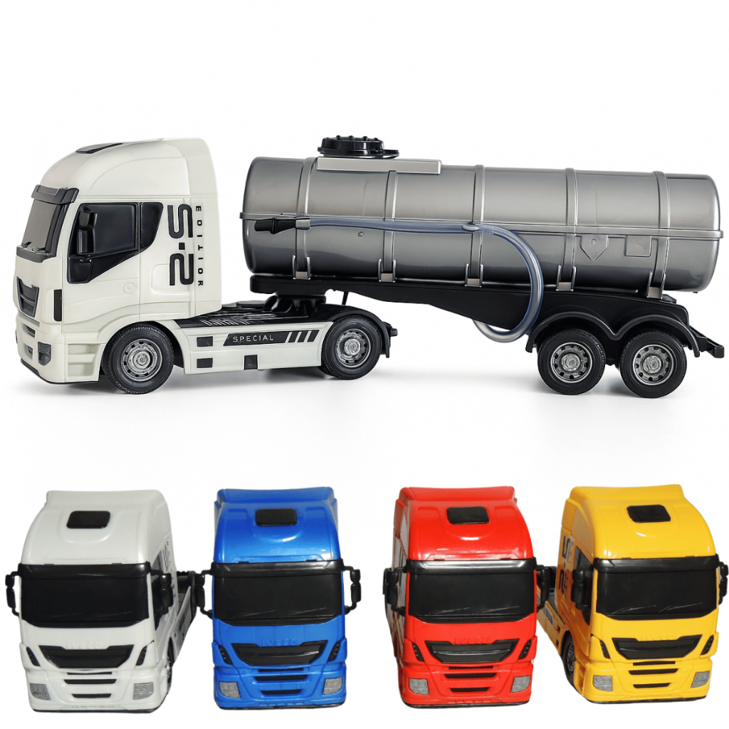 Brinquedo Caminhão Iveco Hi-way Caçamba Basculante Tanque Tora  Miniatura Realista