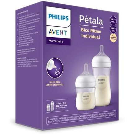 1 Kit 2un Mamadeira Philips Avent PÉTALA - 125ml + 260ml - 0M+/1M+