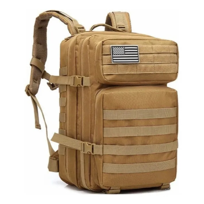 Mochila Militar Tática Impermeável 50 Litros Grande Reforçada com Bandeira do Brasil camping PREMIUM