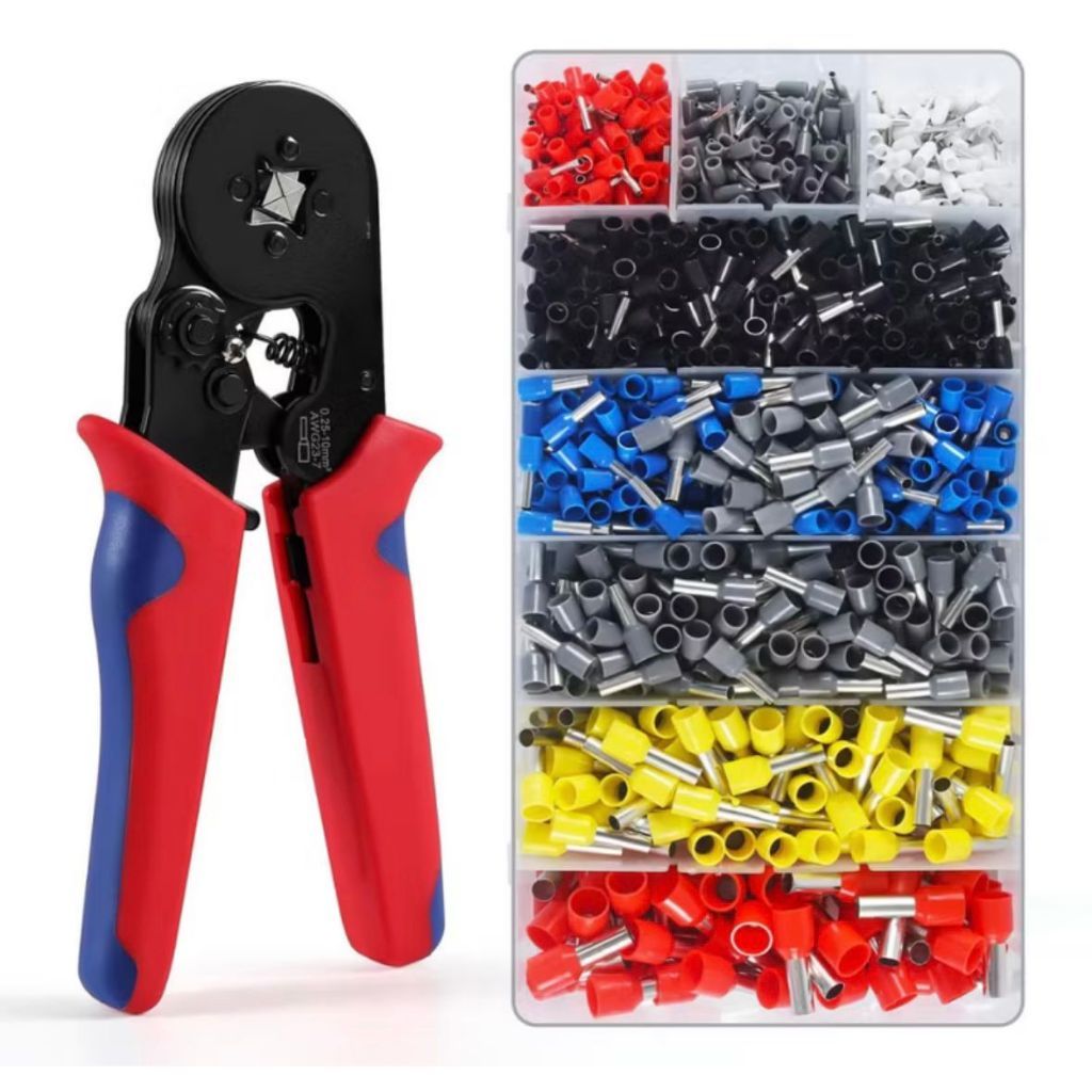 Kit 1200 Peças Terminal Tubular Ilhos Até 0.5mm-10mm com 1  alicate