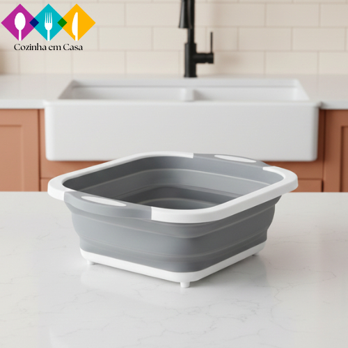Tábua Bacia Cesta Retrátil Silicone Multifuncional Cozinha 3 em1/tubua-bacia-escoredor de vetais em Oferta na Shopee
