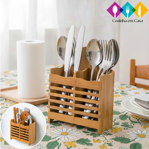 Porta Talher Bambu Moderno Sustentável em Oferta na Shopee