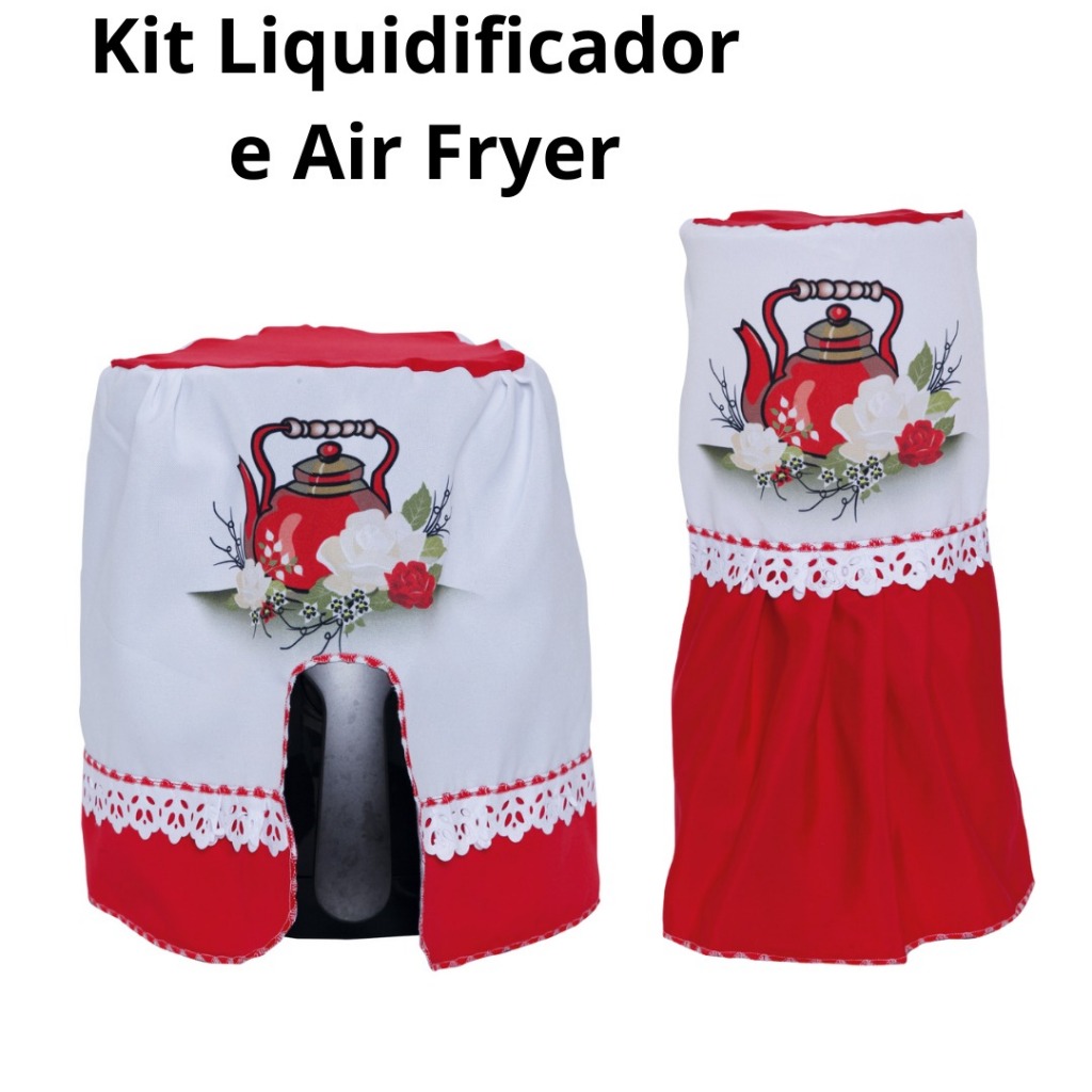 Kit Capa Fritadeira Elétrica + Liquidificador Delicada Casa Decoração Proteção Preta Jogo Cozinha