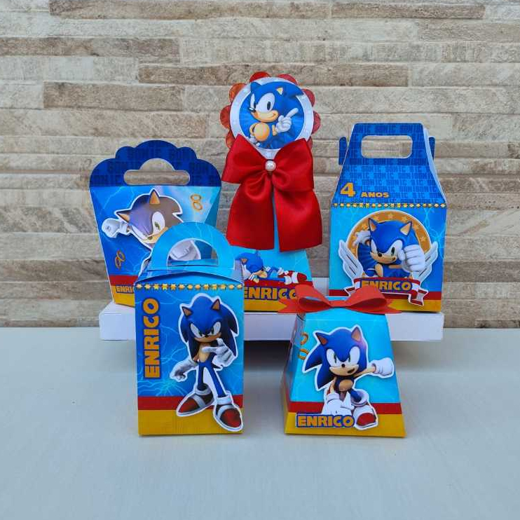 Kit Festa Sonic Personalizado / Caixinhas 3D/ Vai montado / Lembrancinha Aniversário/ Personalizados Festa Infantil
