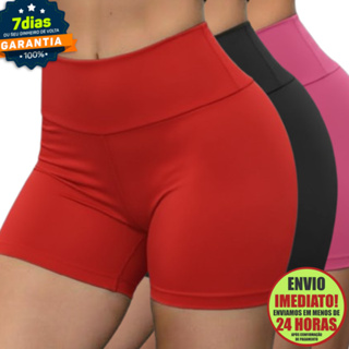 Short Fitness Feminino Academia Cós Alto Suplex Premium Zero Transparência Legging Curta em Oferta na Shopee