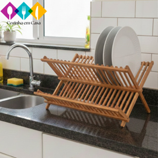 Escorredor de Pratos de Bambu com 11 e 14  Divisórias em Oferta na Shopee