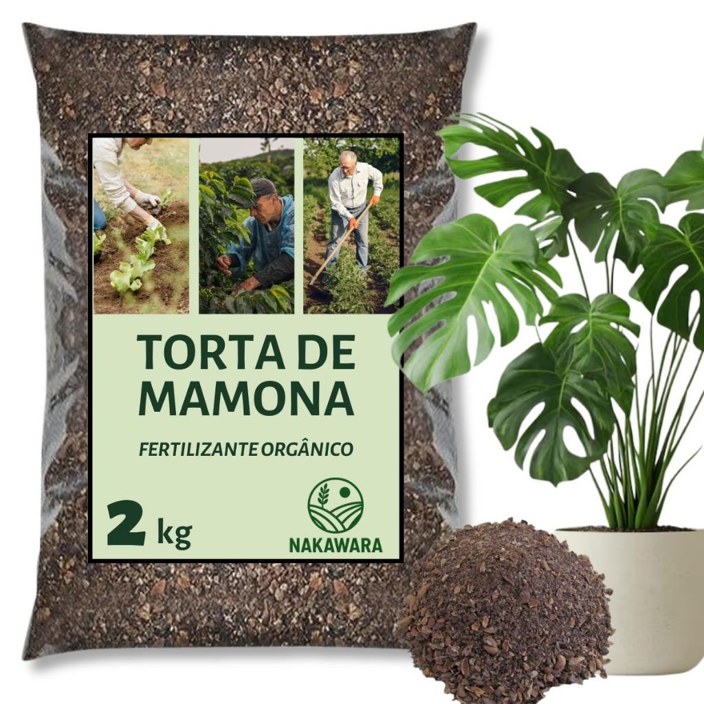 Torta De Mamona Pura 2kg Adubo Orgânico Rico Nitrogênio P/ Folhas Verdes E Fortes Jardim Horta Vaso