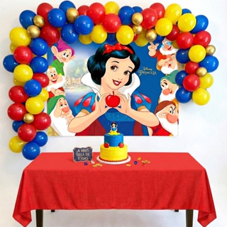 Kit festa Branca de neve Decoração Anive Toalha Vermelha+ Painel em Oferta na Shopee