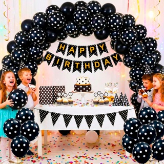 25 Bexigas Balão N9 Decoração Preto com Bolinhas brancas em Oferta na Shopee