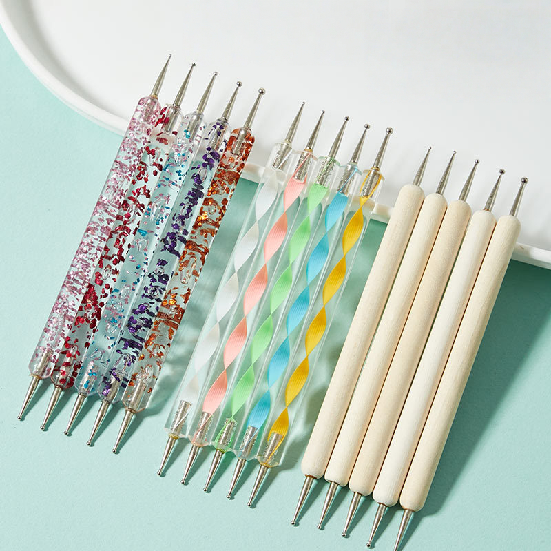 Kit 10 Boleadores em 5 Pincéis com Ponta Dupla Design em Unhas em Oferta na Shopee