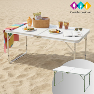 Mesa Dobrável Portátil Vira Maleta Camping Praia 120x60cm em Oferta na Shopee