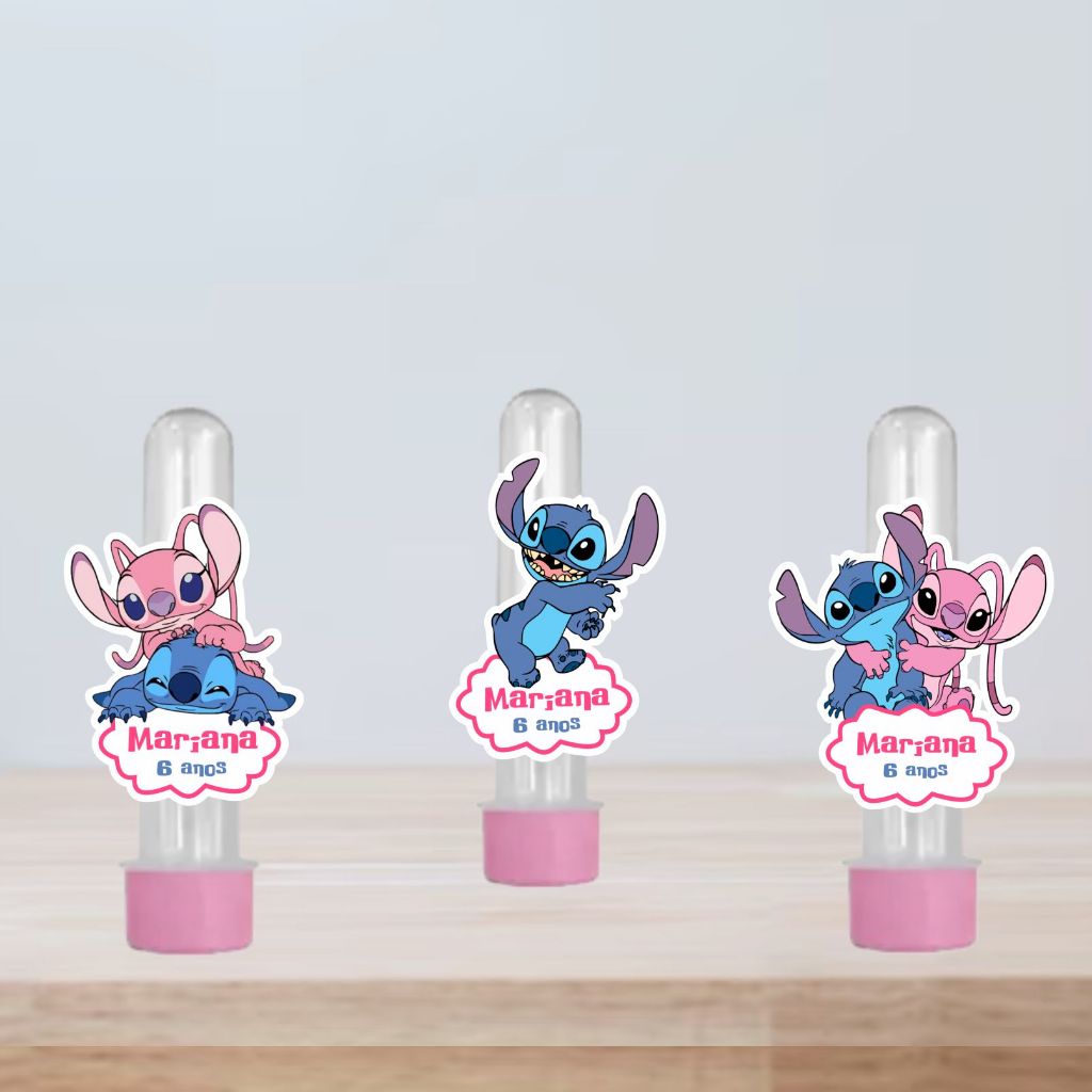 Aplique de Tubete Stitch e Angel - festa infantil - Lembrancinha personalizada Stitch festa infantil