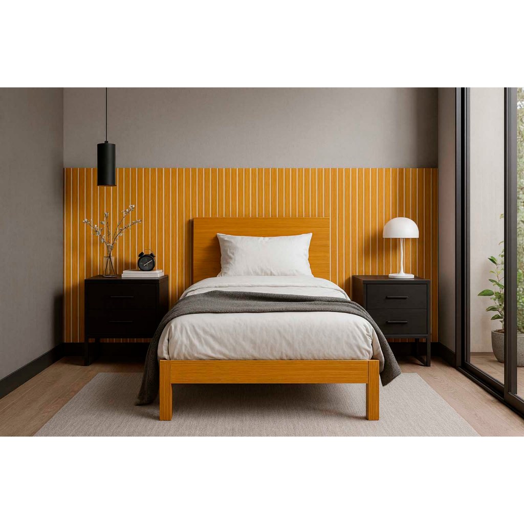 Painel Cabeceira de Cama Ripada Luxo Premium (todos tamanho) MDF Freijó Autocolante Fácil Instalação