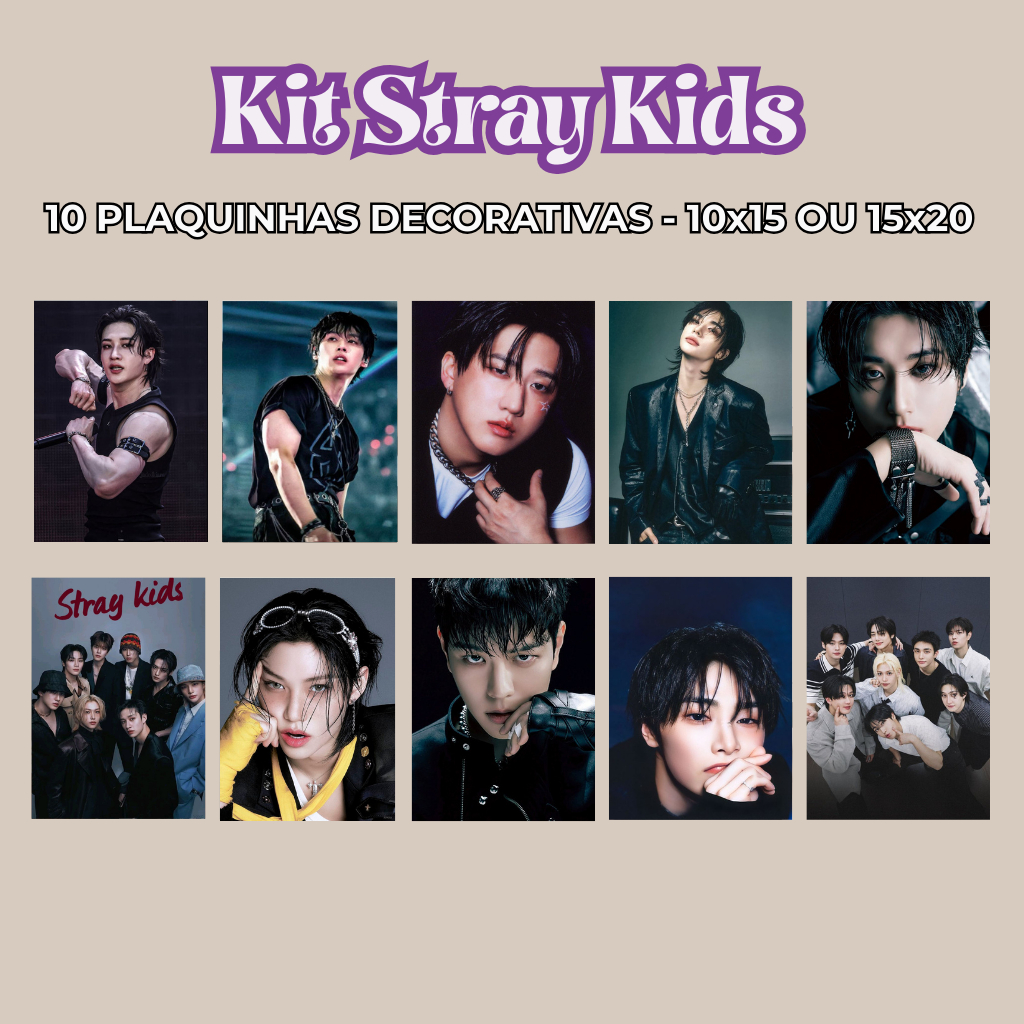 Kit 10 Quadros Stray Kids | K-Pop | MDF | SKZ ROOM | Bang Chan Lee Know Changbin Hyunjin Han Felix Seungmin I.N