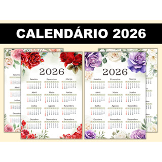 Kit 50, 25 Calendários 2026 com imã 14x10 cm, imã para geladeira, brindes, lembrancinhas em Oferta na Shopee