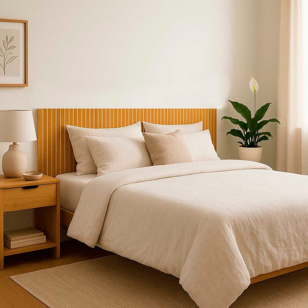 Painel Cabeceira de Cama Ripada Luxo (todos tamanho) MDF Freijó Autocolante