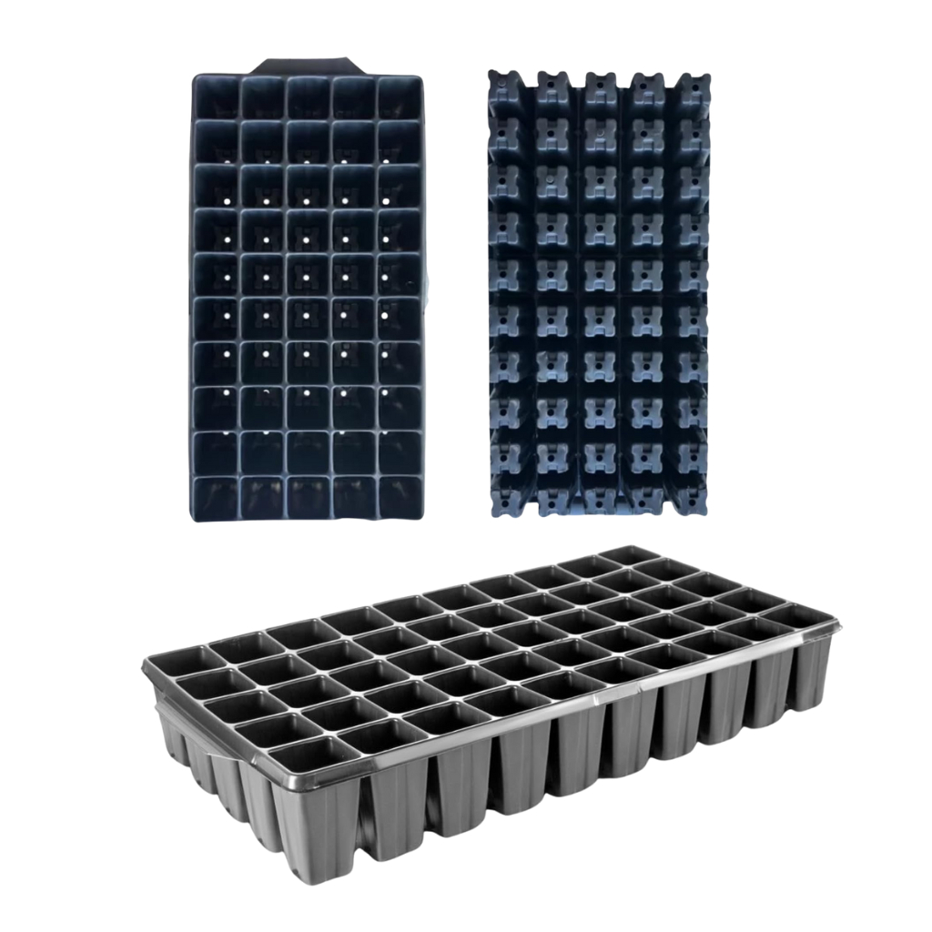 Kit de Bandejas Sementeira Plástica 50 Células Quadrada - Durável e Prática para Cultivo de Sementes