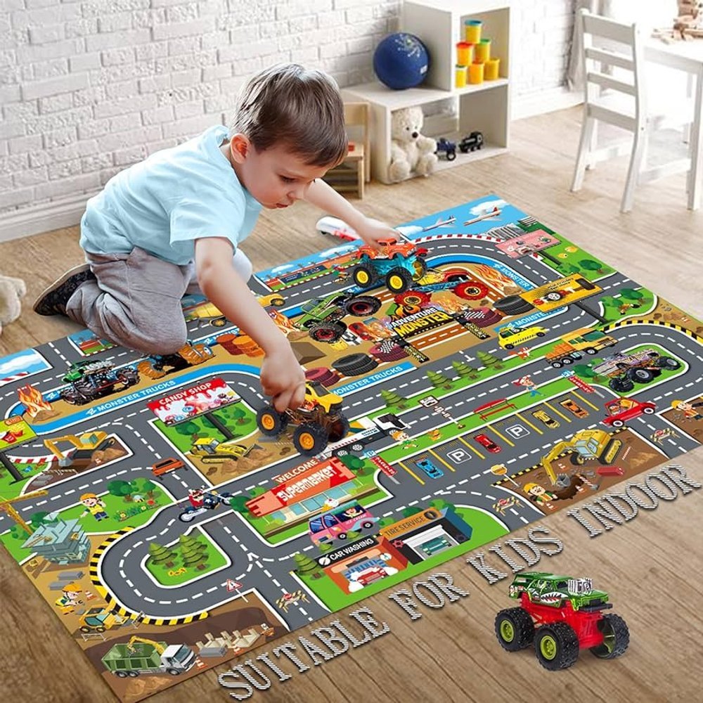Conjunto Tapete Com Carrinho Acessórios Kit Completo Infantil Carrinho Tapetinho Conforto Brinquedos