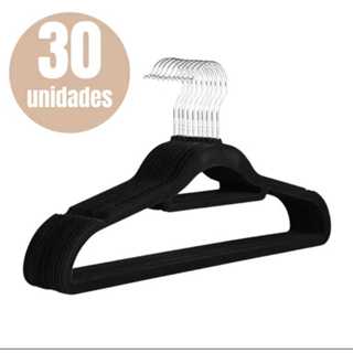 Cabides Reforçados de Veludo Slim Adulto Antideslizante Ultrafino Preto Com 30un Economia De Espaço CSCABIDES em Oferta na Shopee