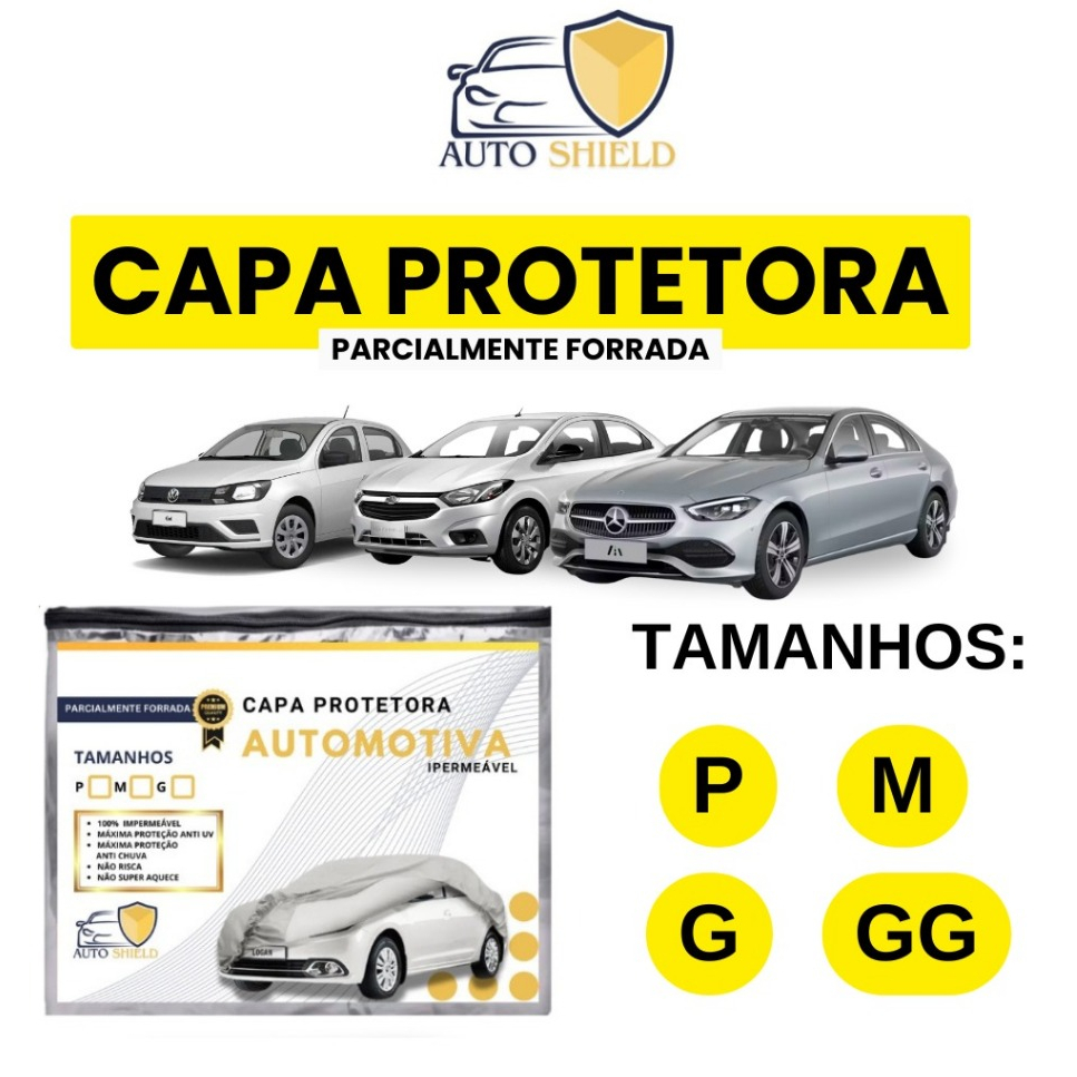 Capa para Carro Fiat strada/Gol/T-cross/Polo/Argo Proteção UV Sol/Chuva/Poeira P, M ,G - Auto Shield