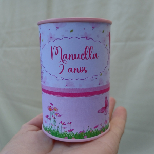 Cofrinhos personalizados lembrancinhas festa aniversário infantil jardim encantado borboletas