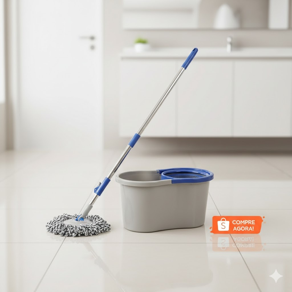 Mop de limpeza giratório 360 com balde duplo esfregão com cesta giratória
