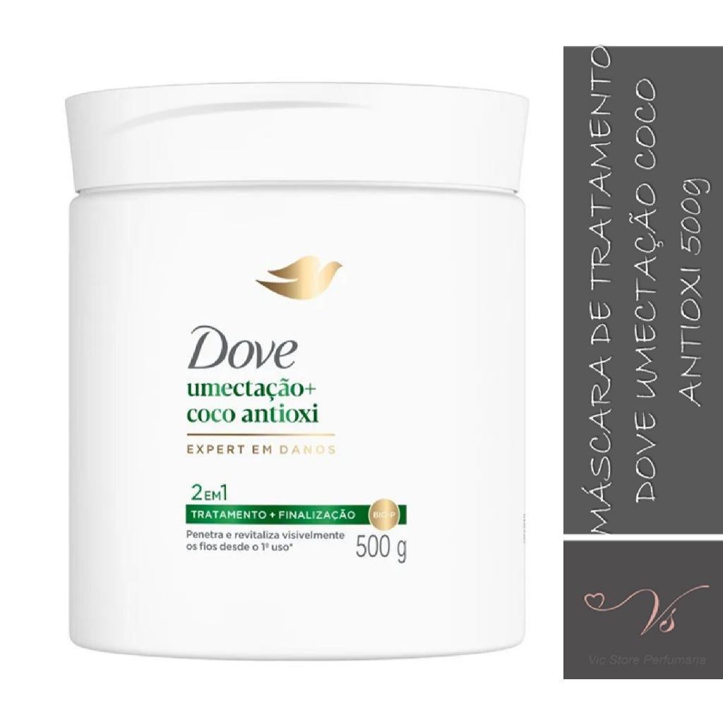 Máscara de Tratamento Dove 2 em 1 Umectação Coco Antioxi 500g em Oferta na Shopee