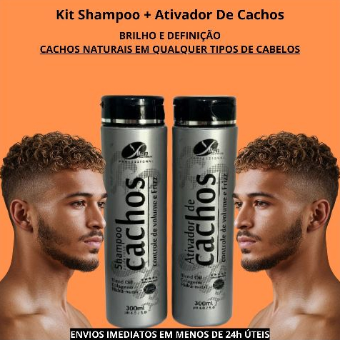 Kit Ativador de Cachos Masculino Finalizador com Brilho Definição Nutrição e Hidratação para Homem
