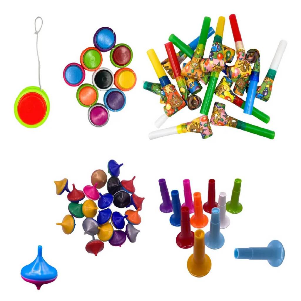 Kit 100 Mini Brinquedos IOIO CORNETA LINGUA PIÂO Lembrancinha Sacolinha Surpresa Aniversário Festa em Oferta na Shopee