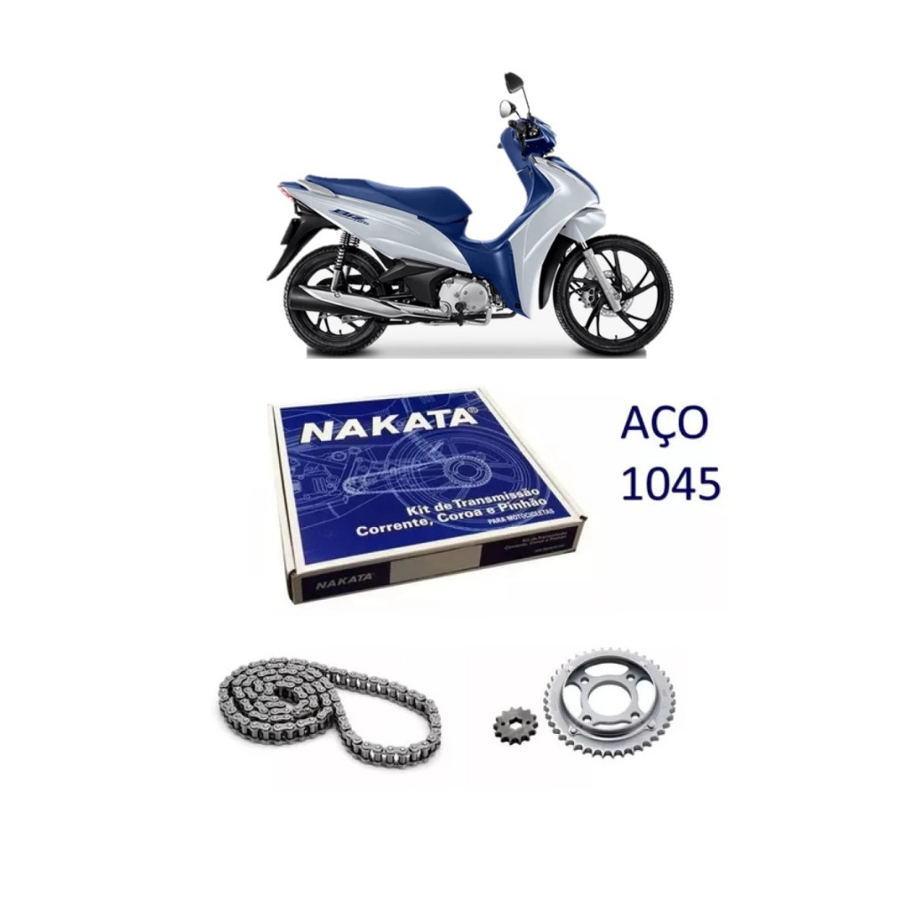 Kit Relação Transmissão Tração Andamento Biz 125 2005 à 2024 Original NAKATA em Oferta na Shopee