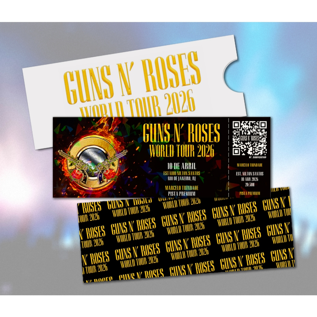 Ingresso Holográfico Personalizado - Guns N' Roses (World Tour 2026)