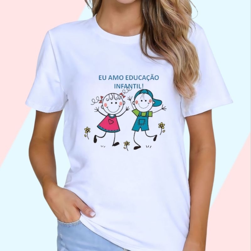 T-shirts Baby Look Feminina Escola, Professora, Educação infantil, Pedagogia