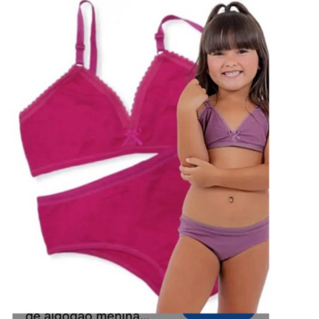 Conjunto infantil /Juvenil de calcinha e sutiã em algodão